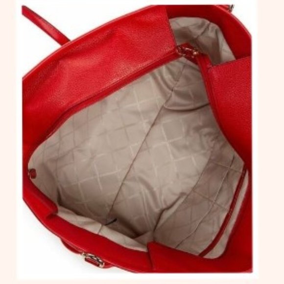 Michael Kors Beck Bright Red Large Pebble Leather Tote Bag - Picture 10 of 10